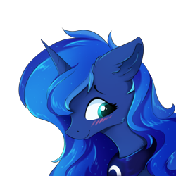 Size: 1300x1300 | Tagged: safe, artist:wolfypon, imported from derpibooru, princess luna, alicorn, pony, blushing, bust, cheek fluff, cute, ear fluff, female, floppy ears, lunabetes, mare, portrait, simple background, solo, transparent background