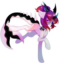 Size: 1024x1024 | Tagged: safe, artist:mister loky, imported from derpibooru, oc, oc only, oc:fihyxt, orca, orca pony, original species, glasses, simple background, solo, tattoo