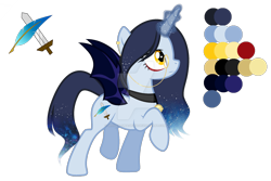 Size: 1920x1283 | Tagged: safe, artist:whiteplumage233, imported from derpibooru, alicorn, bat pony, bat pony alicorn, pony, bat wings, deviantart watermark, female, horn, magic, mare, obtrusive watermark, reference sheet, simple background, solo, transparent background, watermark, wings