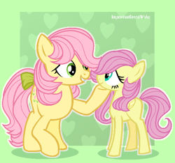 Size: 614x575 | Tagged: safe, artist:alari1234-bases, artist:pigeorgien, imported from derpibooru, fluttershy, posey, earth pony, pegasus, pony, base used, bow, cute, cuteness overload, duo, female, filly, filly fluttershy, g1, g1 to g4, g4, generation leap, hoof under chin, mare, shyabetes, tail bow, younger