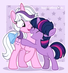 Size: 571x611 | Tagged: safe, artist:miatdm, artist:pigeorgien, imported from derpibooru, twilight, twilight sparkle, pony, unicorn, base used, bow, cute, cuteness overload, female, filly, filly twilight sparkle, g1, g1 to g4, g4, generation leap, hug, lowres, mare, self ponidox, smiling, tail bow, twiabetes, twilight (g1), younger