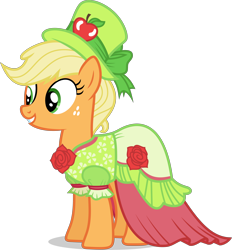 Size: 3500x3774 | Tagged: safe, artist:ambassad0r, imported from derpibooru, applejack, earth pony, pony, make new friends but keep discord, clothes, dress, female, gala dress, mare, simple background, solo, transparent background, vector