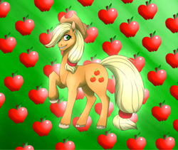 Size: 1280x1082 | Tagged: safe, artist:indigostarlight9, imported from derpibooru, applejack, earth pony, pony, cutie mark background, solo