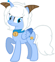 Size: 951x1080 | Tagged: safe, artist:徐詩珮, imported from derpibooru, alicorn, goat, goat pony, hybrid, pony, female, horns, mare, pleasant goat and big big wolf, ponified, simple background, solo, transparent background