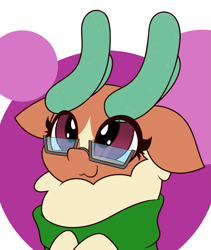 Size: 2533x3000 | Tagged: safe, artist:mrneo, imported from derpibooru, cashmere (tfh), deer, reindeer, them's fightin' herds, cashbetes, clothes, community related, cute, doe, female, glasses, scarf, solo