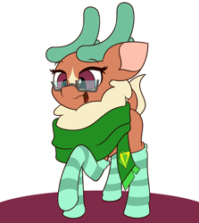 Size: 4000x4494 | Tagged: safe, artist:mrneo, imported from derpibooru, cashmere (tfh), deer, reindeer, them's fightin' herds, clothes, community related, glasses, scarf, socks, solo