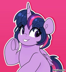 Size: 3677x4000 | Tagged: safe, artist:partylikeanartist, imported from derpibooru, twilight sparkle, alicorn, pony, alternate design, alternate hairstyle, anime, eye clipping through hair, eyebrows, eyebrows visible through hair, frog (hoof), simple background, solo, twilight sparkle (alicorn), underhoof