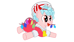 Size: 1002x564 | Tagged: safe, artist:claynus, imported from derpibooru, cozy glow, pegasus, pony, clothes, cosplay, costume, crossover, dress, female, filly, flandre scarlet, skirt, solo, touhou