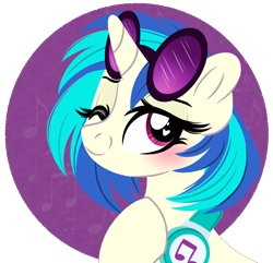 Size: 2141x2068 | Tagged: safe, artist:emberslament, imported from derpibooru, dj pon-3, vinyl scratch, pony, unicorn, blushing, female, headphones, heart eyes, lineless, looking at you, mare, one eye closed, simple background, solo, sunglasses, sunglasses on head, transparent background, wingding eyes, wink