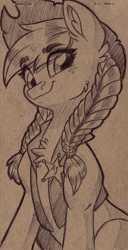 Size: 4081x7983 | Tagged: safe, artist:faline-art, imported from derpibooru, applejack, earth pony, pony, chest fluff, looking at you, monochrome, pencil drawing, sheriff, smiling, solo, traditional art