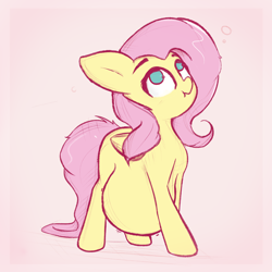 Size: 3000x3000 | Tagged: safe, artist:blopfry, imported from derpibooru, fluttershy, pegasus, pony, belly, big belly, bloated, chubby, chubbyshy, fat, fattershy, female, implied vore, looking up, solo, standing, stuffing, walking