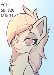 Size: 1000x1400 | Tagged: safe, artist:xeniusfms, imported from derpibooru, pony, bust, commission, portrait, smug, solo, ych example, ych sketch, your character here