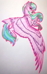 Size: 1920x3012 | Tagged: safe, artist:oneiria-fylakas, imported from derpibooru, silverstream, classical hippogriff, hippogriff, alternate design, solo, traditional art