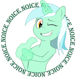 Size: 14247x14565 | Tagged: safe, artist:faeth, imported from derpibooru, lyra heartstrings, badge, badge of approval, hand, looking at you, noice, one eye closed, simple background, text, that pony sure does love hands, thumbs up, transparent background, wink, winking at you