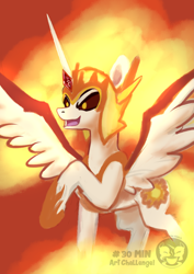 Size: 4677x6614 | Tagged: safe, artist:calena, imported from derpibooru, daybreaker, alicorn, pony, 30 minute art challenge, fire, high res, practice drawing, solo