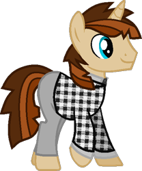 Size: 443x532 | Tagged: safe, artist:pegasski, imported from derpibooru, oc, oc only, pony, unicorn, base used, clothes, horn, male, simple background, smiling, stallion, transparent background, unicorn oc, unmoving plaid