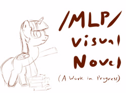 Size: 4000x3000 | Tagged: safe, twilight sparkle, alicorn, pony, /mlp/, book, monochrome, pastel dreams, raised hoof, sketch, smiling