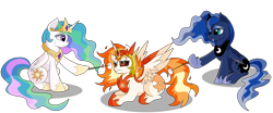 Size: 14400x6000 | Tagged: safe, artist:rainbowtashie, imported from derpibooru, daybreaker, princess celestia, princess luna, alicorn, pony, absurd resolution, butt, campfire, commission, cross-popping veins, cutie mark, daybutt, female, food, funny, funny as hell, grumpy, mane of fire, mare, marshmallow, moonbutt, mundane utility, night, roasting, simple background, smiling, spooktober, sunbutt, transparent background, urge to kill rising, vector