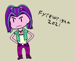 Size: 1061x858 | Tagged: safe, artist:fyrewright, imported from derpibooru, aria blaze, anthro, equestria girls, chibi, solo