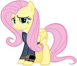 Size: 1280x1104 | Tagged: safe, artist:andoanimalia, artist:ponygamer2020, imported from derpibooru, fluttershy, pegasus, pony, fallout equestria, clothes, cute, fallout, female, jumpsuit, mare, pipboy, simple background, solo, transparent background, vault suit, vector