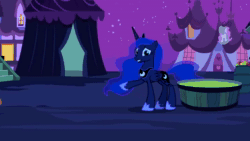 Size: 1280x720 | Tagged: safe, imported from derpibooru, screencap, princess luna, alicorn, pony, luna eclipsed, animated, awkward, female, frown, grin, gritted teeth, mare, nervous, nervous grin, night, offscreen character, open mouth, raised hoof, smiling, solo focus, sound, talking, thinking, walking, webm, wide eyes