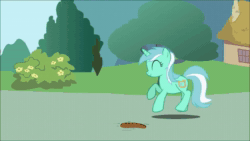 Size: 1920x1080 | Tagged: safe, artist:icanseeyourshed, edit, imported from derpibooru, bon bon, lyra heartstrings, sweetie drops, earth pony, pony, unicorn, animated, cute, irrational exuberance, lyra finds a blob on the floor, lyrabetes, smiling, sound, that pony sure does love humans, webm, youtube link