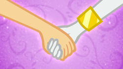 Size: 1920x1080 | Tagged: safe, imported from derpibooru, screencap, applejack, rarity, equestria girls, equestria girls series, rollercoaster of friendship, bracelet, duo, duo female, female, holding hands, jewelry, shipping fuel, transformation