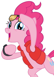 Size: 1500x2144 | Tagged: safe, artist:sketchmcreations, imported from derpibooru, pinkie pie, earth pony, pony, what about discord?, back to the future, bipedal, clothes, female, jacket, looking at you, march 14, mare, marty mcfly, open mouth, pi day, simple background, smiling, solo, sunglasses, transparent background, vector, watch, wristwatch