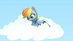 Size: 1920x1080 | Tagged: safe, imported from derpibooru, screencap, rainbow dash, pony, dance dance, my little pony: pony life, my little pony: stop motion short, 3d, cloud, g4.5, pony life, solo, stop motion