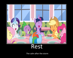 Size: 1074x860 | Tagged: safe, artist:thejboy88, edit, edited screencap, imported from derpibooru, screencap, applejack, fluttershy, pinkie pie, rainbow dash, rarity, spike, twilight sparkle, alicorn, dragon, the ending of the end, mane six, motivational poster, twilight sparkle (alicorn), winged spike, wings