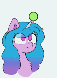 Size: 405x550 | Tagged: safe, artist:endo, artist:szafir87, imported from derpibooru, izzy moonbow, pony, unicorn, animated, ball, blinking, cute, female, g5, gif, glowing horn, horn, horn guard, horn impalement, hornball, izzy's tennis ball, izzybetes, magic, mare, nom, silly, silly pony, simple background, solo, telekinesis, tennis ball, that pony sure does love tennis balls, white background