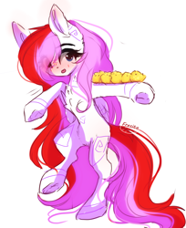 Size: 3500x4298 | Tagged: safe, artist:1fresita, artist:krissstudios, imported from derpibooru, oc, oc only, oc:mizhore, pegasus, pony, bipedal, chick, eye clipping through hair, female, mare, simple background, solo, white background
