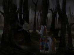Size: 6800x5000 | Tagged: safe, artist:shturmpony, imported from derpibooru, oc, oc:littlepip, oc:watcher, pony, robot, unicorn, fallout equestria, bottomless, butt, clothes, dock, partial nudity, plot, spritebot, tree