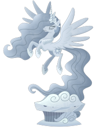 Size: 4500x5933 | Tagged: safe, artist:negatif22, imported from derpibooru, princess celestia, alicorn, pony, female, jewelry, mare, regalia, simple background, solo, spread wings, statue, transparent background, vector, wings