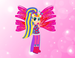 Size: 816x640 | Tagged: safe, artist:ra1nb0wk1tty, artist:selenaede, artist:user15432, imported from derpibooru, fairy, human, hylian, equestria girls, alternate hairstyle, barely eqg related, base used, boots, clothes, colored wings, crossover, crown, crystal sirenix, dress, equestria girls style, equestria girls-ified, fairy wings, fairyized, gradient wings, hands behind back, high heel boots, high heels, jewelry, long hair, nintendo, pink dress, pink shoes, pink wings, ponytail, princess zelda, rainbow s.r.l, regalia, shoes, sirenix, solo, sparkly wings, the legend of zelda, the legend of zelda: the wind waker, toon zelda, wings, winx, winx club, winxified