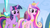 Size: 1266x720 | Tagged: safe, imported from derpibooru, screencap, princess cadance, twilight sparkle, alicorn, pony, equestria games (episode), crystal empire, crystal heart, duo, duo female, female, height difference, mare, physique difference, shocked, sisters-in-law, slim, teeth, thin, twilight sparkle (alicorn)