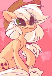 Size: 1487x2160 | Tagged: safe, artist:dodsie, imported from derpibooru, applejack, earth pony, pony, cute, female, jackabetes, mare, sitting, solo