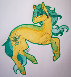 Size: 1920x2081 | Tagged: safe, artist:oneiria-fylakas, imported from derpibooru, sandbar, pony, alternate design, solo, traditional art