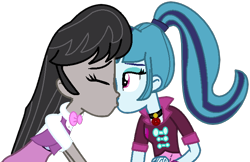 Size: 700x453 | Tagged: safe, artist:jadeharmony, artist:jadethepegasus, imported from derpibooru, octavia melody, sonata dusk, equestria girls, cute, duo, duo female, female, females only, kiss on the lips, kissing, lesbian, shipping, simple background, sonatabetes, sontavia, transparent background