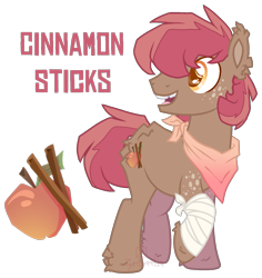 Size: 1415x1498 | Tagged: safe, artist:katnekobase, artist:zynbeetle, imported from derpibooru, oc, oc:cinnamon sticks, base used, freckles, magical gay spawn, male, offspring, parent:apple split, parent:braeburn, product of incest, simple background, stallion, tooth gap, transparent background