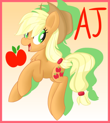 Size: 1595x1781 | Tagged: safe, artist:notadeliciouspotato, imported from derpibooru, applejack, earth pony, pony, applejack's hat, cowboy hat, female, gradient background, hat, mare, open mouth, silhouette, smiling, solo, text
