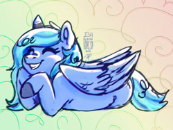 Size: 1280x958 | Tagged: safe, artist:laps-sp, imported from derpibooru, oc, oc only, oc:azure notion, pegasus, pony, solo