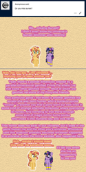 Size: 504x1006 | Tagged: safe, artist:verve, imported from derpibooru, sunset shimmer, twilight sparkle, alicorn, genie, pony, unicorn, ain't never had friends like us, ask, comic, female, geniefied, looking at each other, mare, twilight sparkle (alicorn)