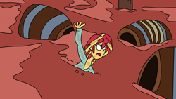 Size: 4940x2780 | Tagged: safe, artist:jadeharmony, artist:jadethepegasus, imported from derpibooru, sunset shimmer, fanfic:sunset shimmer discovers her feet, equestria girls, barrel, crossover, fan fic bait, fanfic art, the little mermaid