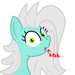 Size: 1200x1200 | Tagged: safe, artist:dafiltafish, imported from derpibooru, oc, oc only, oc:goosey, earth pony, pony, emoticon, female, looking at you, mare, simple background, solo, talking to viewer, vulgar, white background