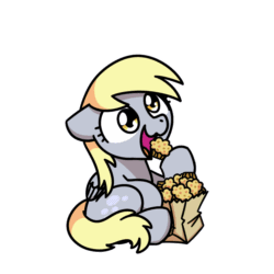 Size: 1000x1000 | Tagged: safe, artist:sugar morning, imported from derpibooru, part of a set, derpy hooves, pegasus, pony, animated, chibi, cute, daaaaaaaaaaaw, derpabetes, eating, female, food, frame by frame, gif, herbivore, mare, muffin, nom, paper bag, perfect loop, simple background, sitting, solo, sugar morning's snacc and drincc, that pony sure does love muffins, this will end in colic, this will end in diabetes, transparent background