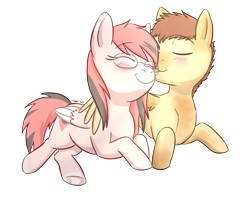 Size: 1768x1432 | Tagged: safe, artist:foxhatart, imported from derpibooru, oc, oc only, oc:lolly, oc:mocha, pegasus, pony, female, glasses, lying down, male, mare, prone, simple background, stallion, transparent background