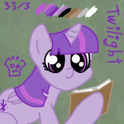 Size: 1024x1024 | Tagged: safe, artist:a-jaller, imported from derpibooru, twilight sparkle, alicorn, pony, book, female, hoof hold, reading, sitting, solo, twilight sparkle (alicorn)