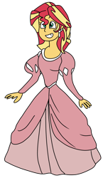 Size: 2500x4300 | Tagged: safe, artist:jadeharmony, artist:jadethepegasus, imported from derpibooru, sunset shimmer, human, fanfic:sunset shimmer discovers her feet, equestria girls, clothes, crossover, cute, dress, dressup, fanfic, fanfic art, happy, humanized, shimmerbetes, simple background, smiling, solo, the little mermaid, transparent background