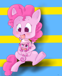 Size: 2065x2505 | Tagged: safe, artist:derpy-pie, imported from derpibooru, pinkie pie, earth pony, monkey, pony, crossover, friendshipping, hug, littlest pet shop, minka mark